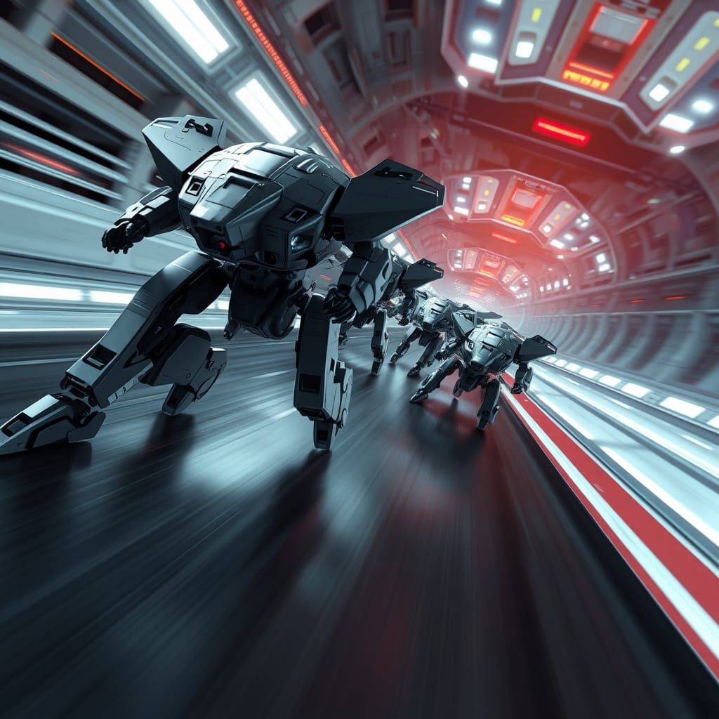 Futuristic Mech Race in Production I.G Style