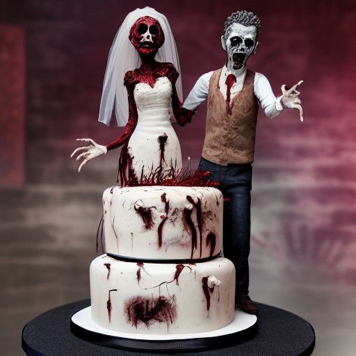 Scary Zombie Wedding Cake in Photorealistic 3D