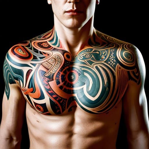 Tattooed Blond Man Portrait in Sharp Focus
