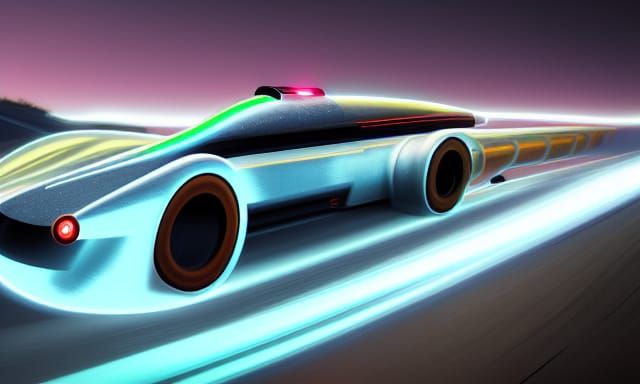 Retrofuturistic Supersonic Car Action Painting