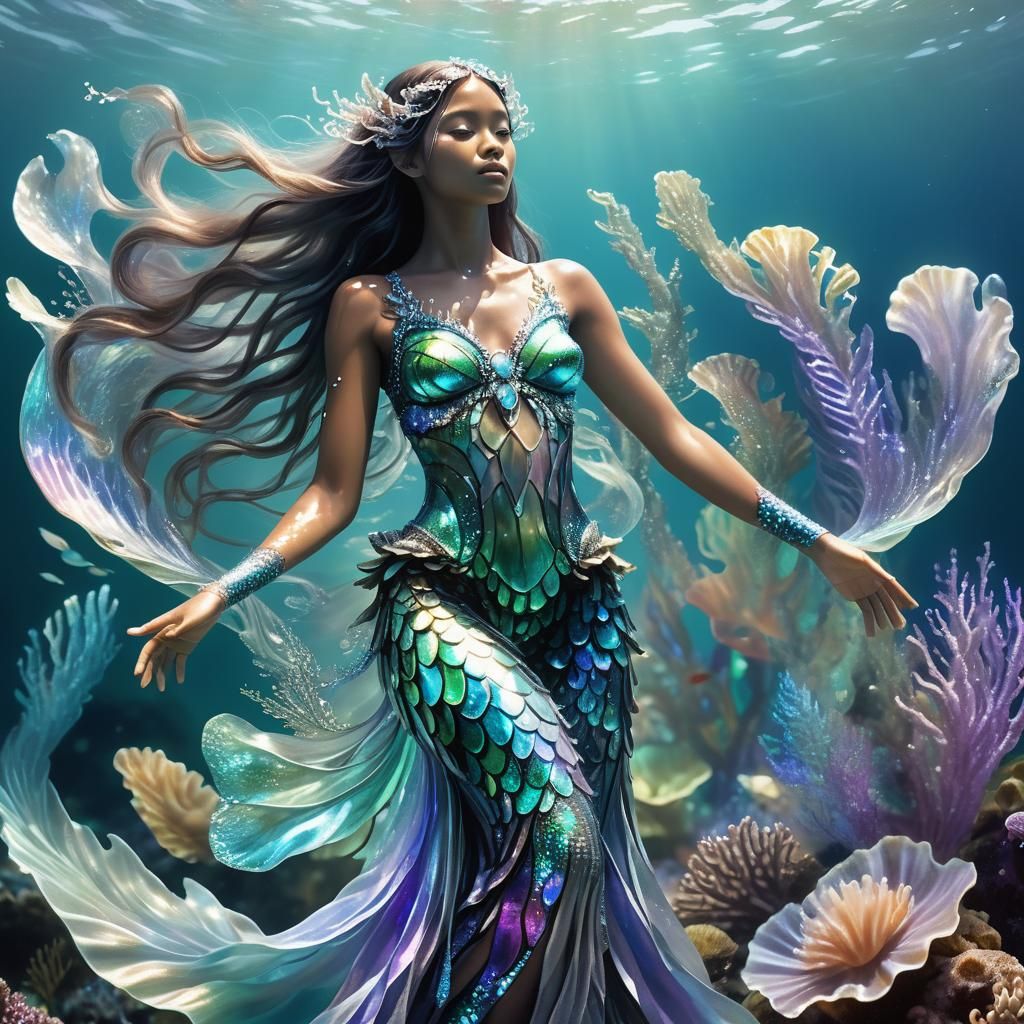 Ethereal Sea Maiden in a Mystical Marine Setting