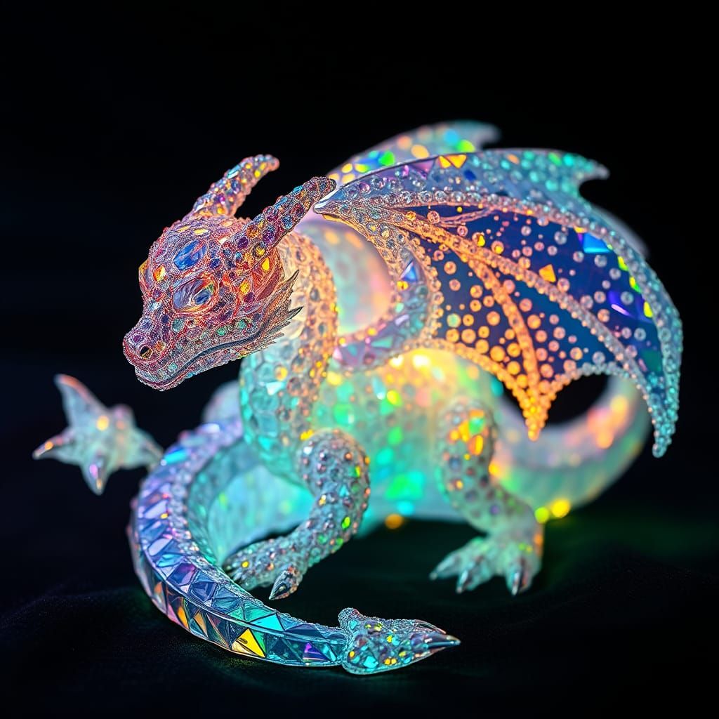 Diamond Dragon Shimmers in a Neon Dreamscape