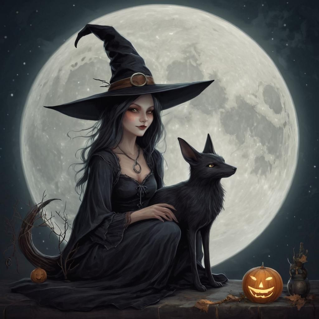 Rabbit Familiar Under Moonlight Night