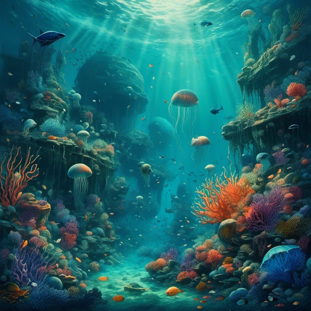 mystical underwater landscape