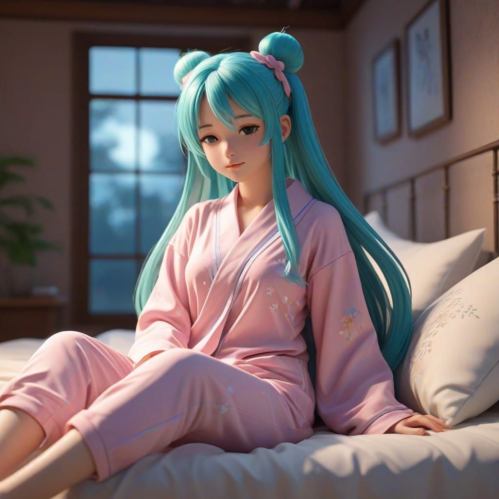 Dreamy Miku in Pastel Pajamas