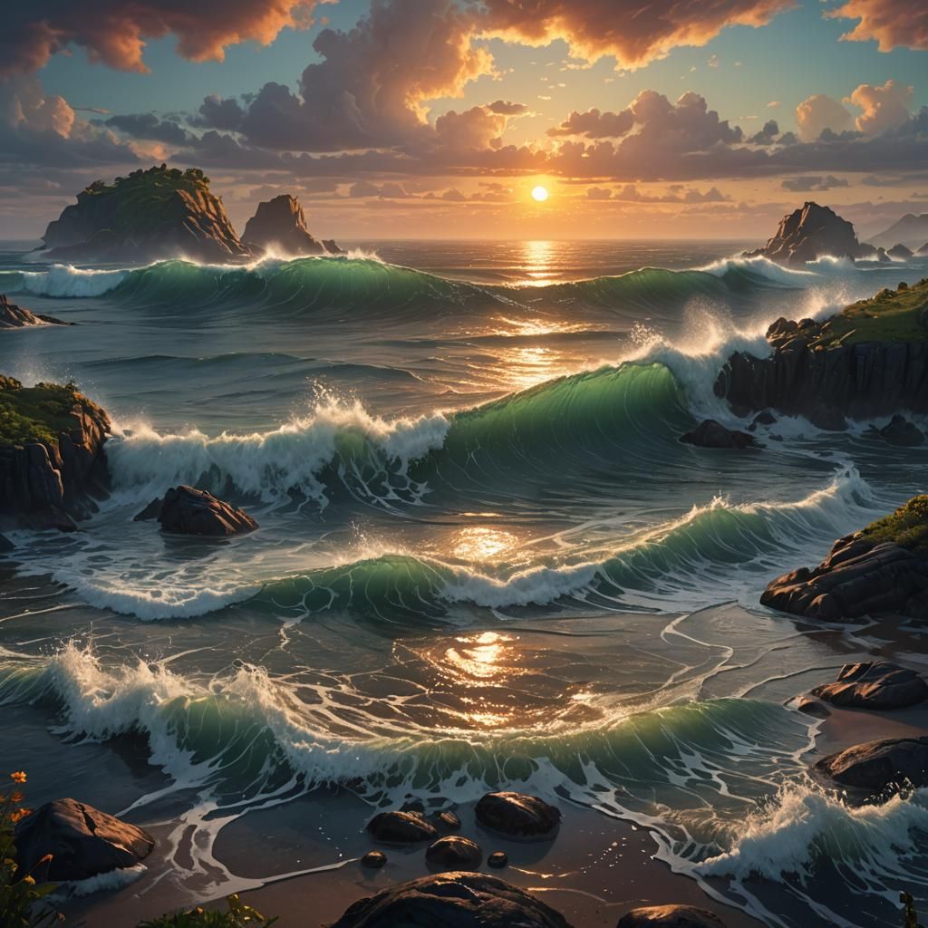 Sunrise Over Ocean Inside Dew Drop