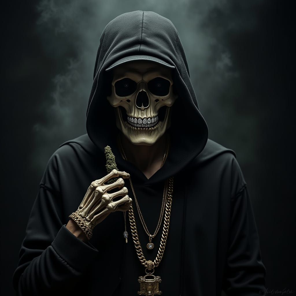 Grim Reaper in Dark Gothic Style with Street Flair