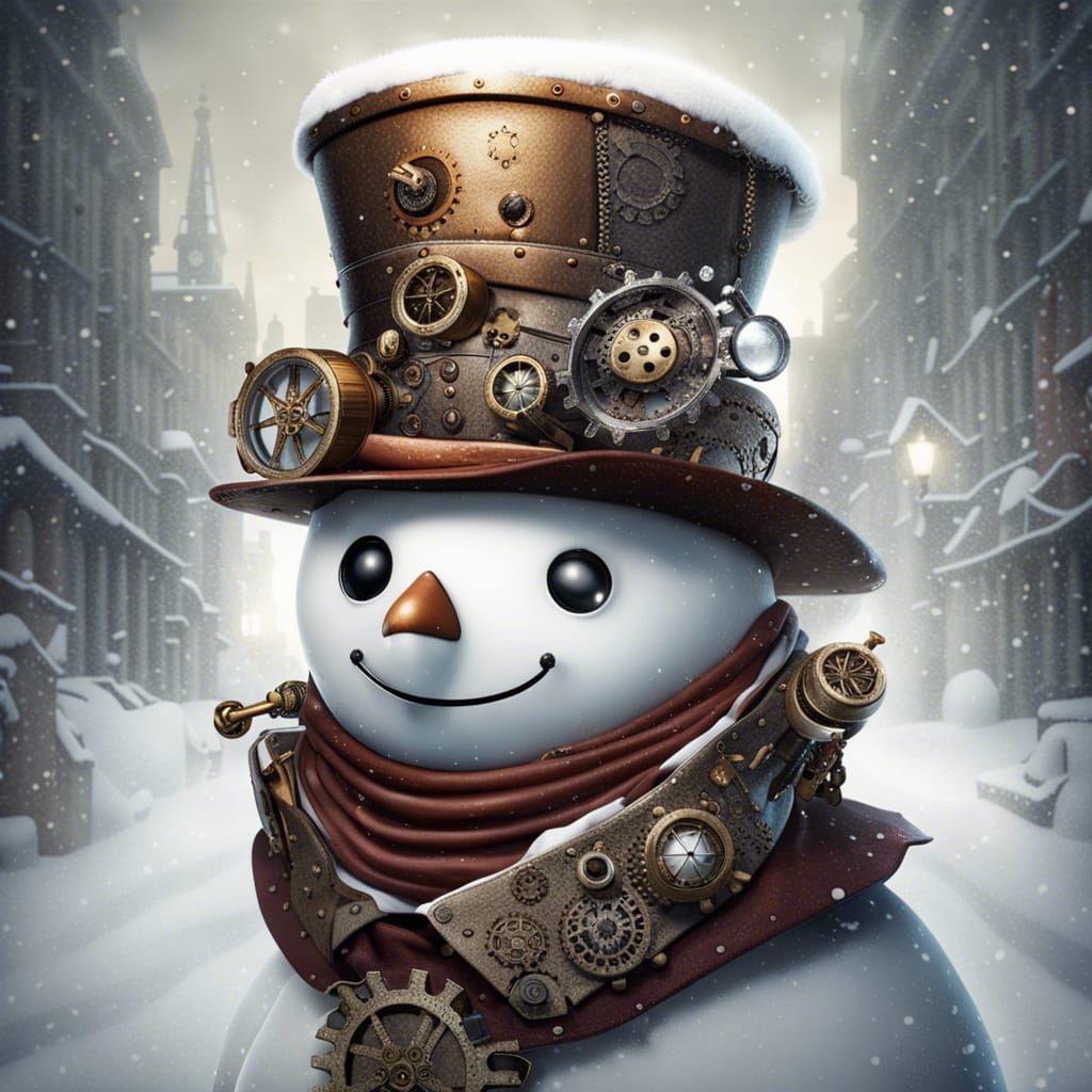 Steampunk Snowman with Mechanical Details