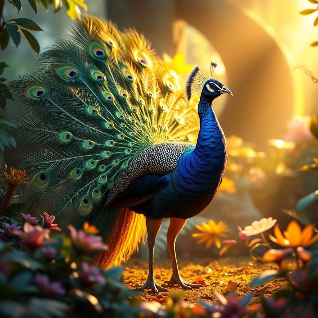 Majestic Peacock in Vibrant Dreamworld