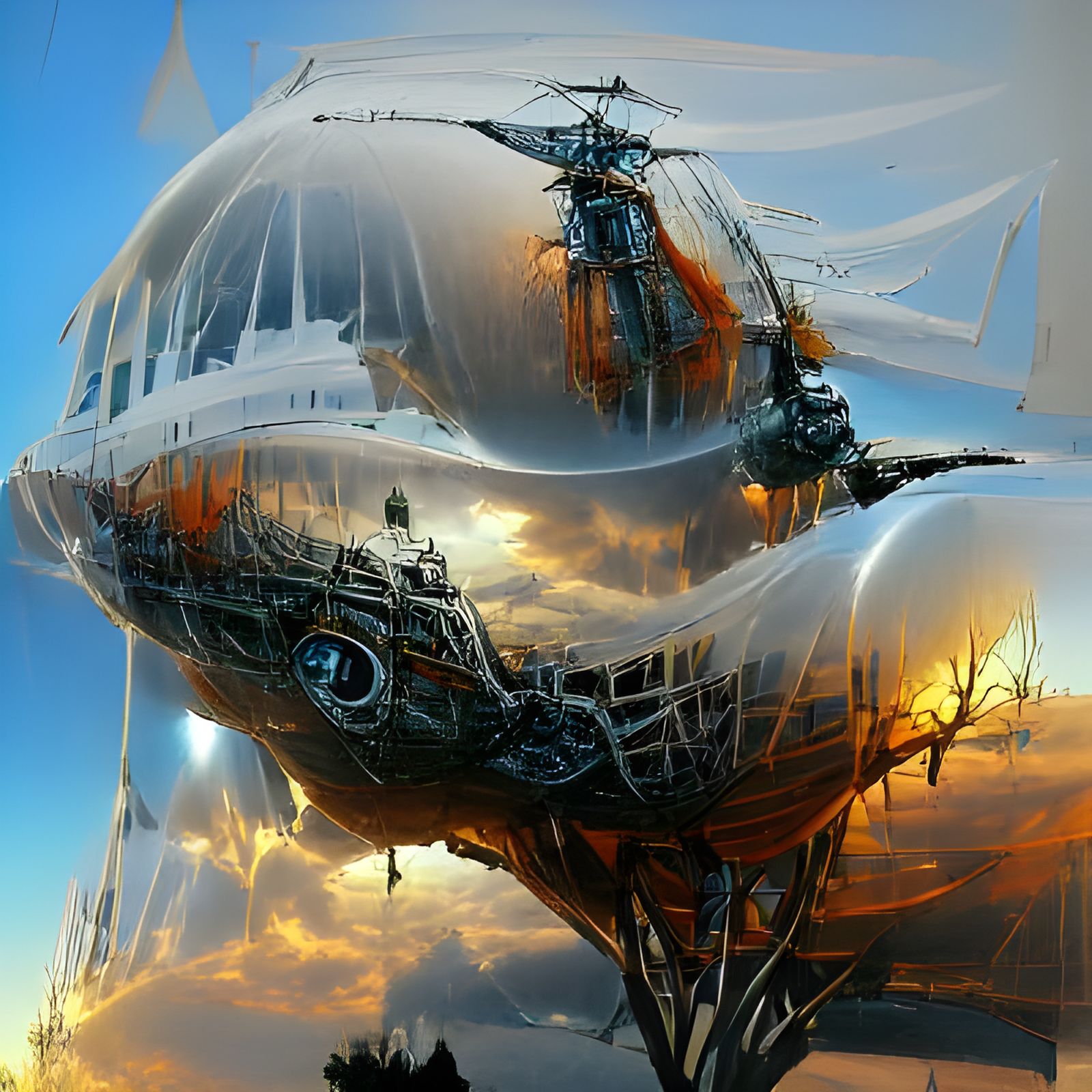 Dieselpunk Airship Bombs Elven Glass Cathedral