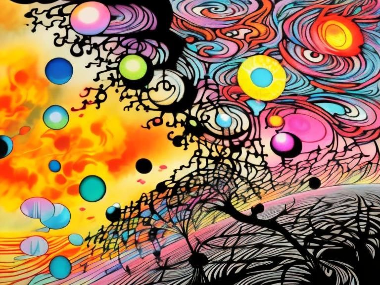 Kaleidoscopic River Garden in Surreal Style