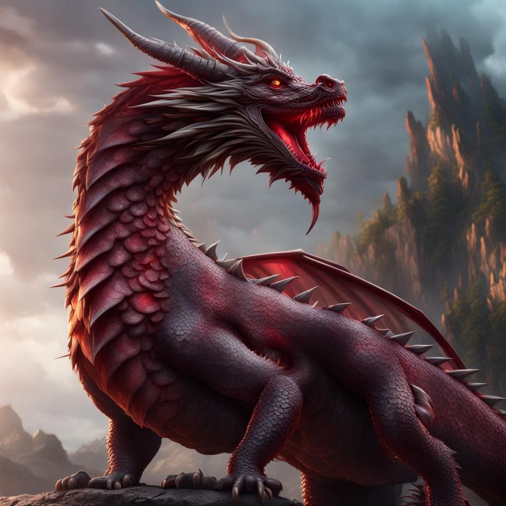 Ruby Scaled Dragon: Fantasy Concept Art