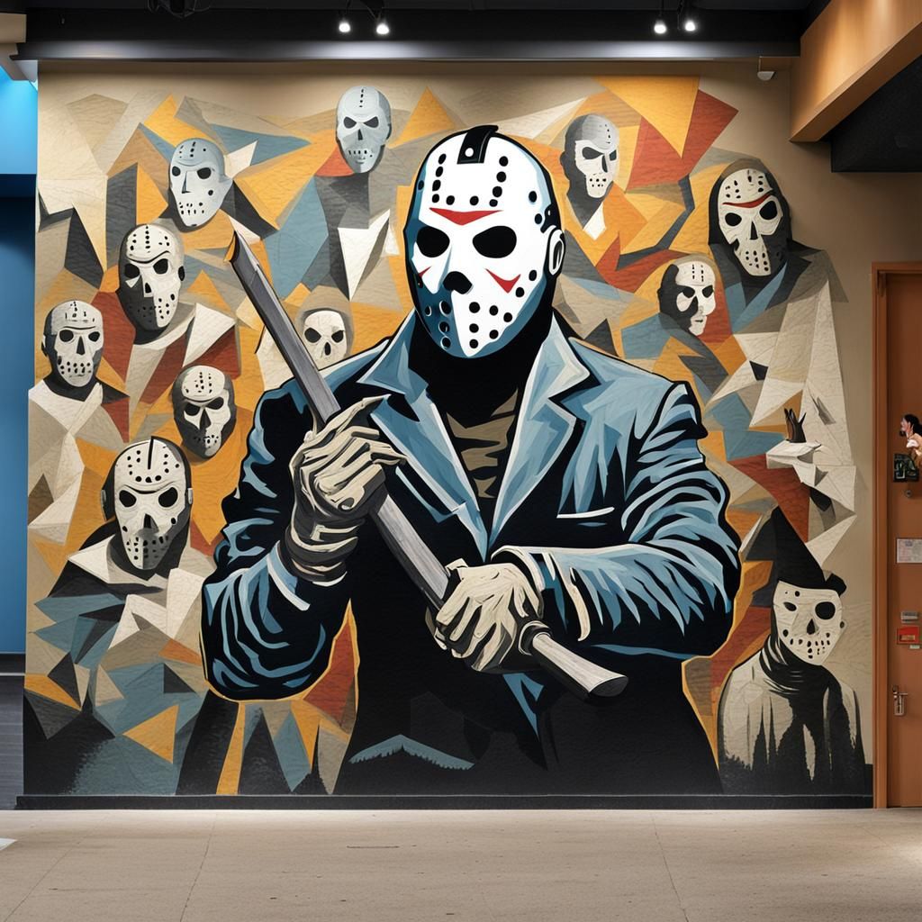 Jason Voorhees in Cubist Mural Style