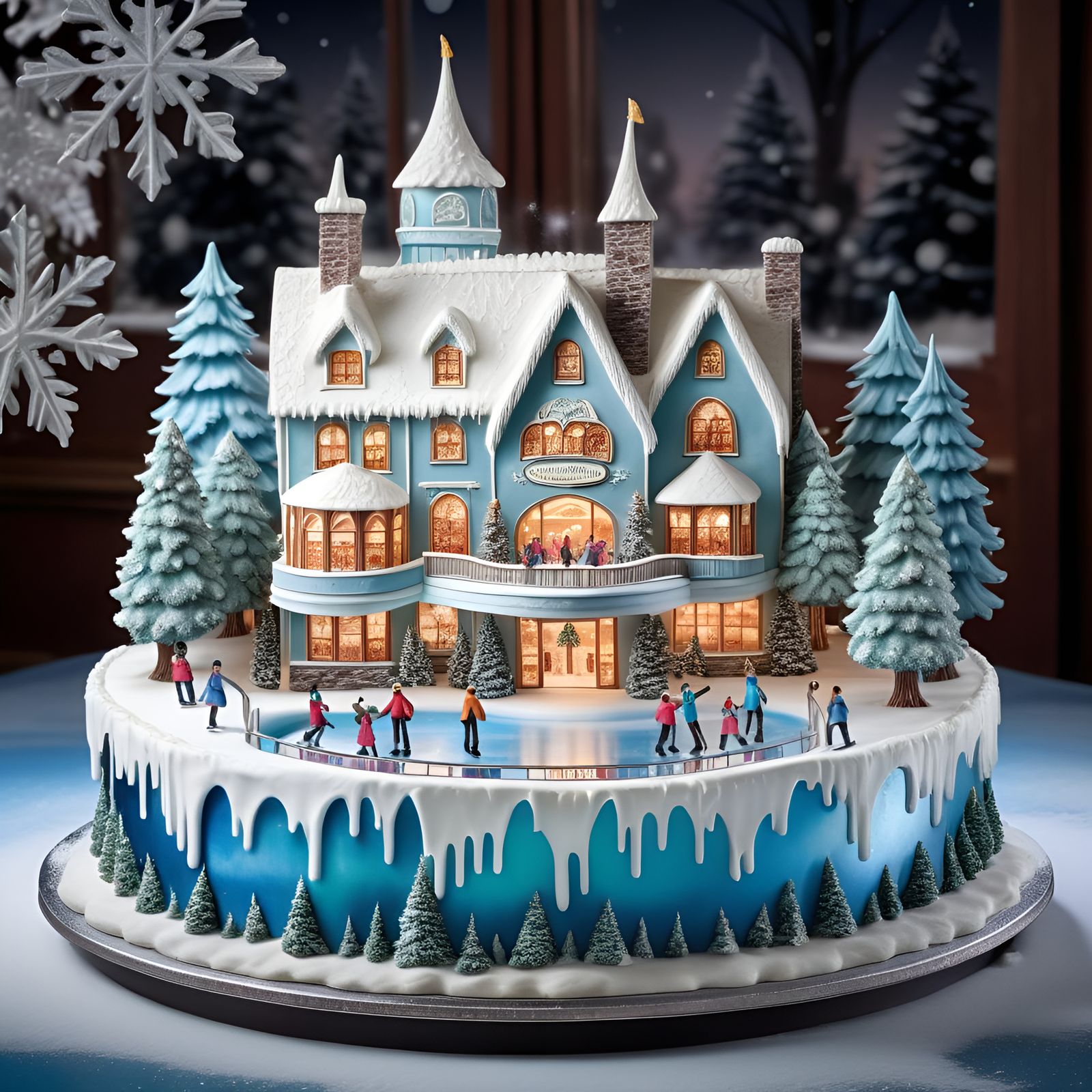Winter Wonderland Cake Sculpture in Hyperrealistic 3D