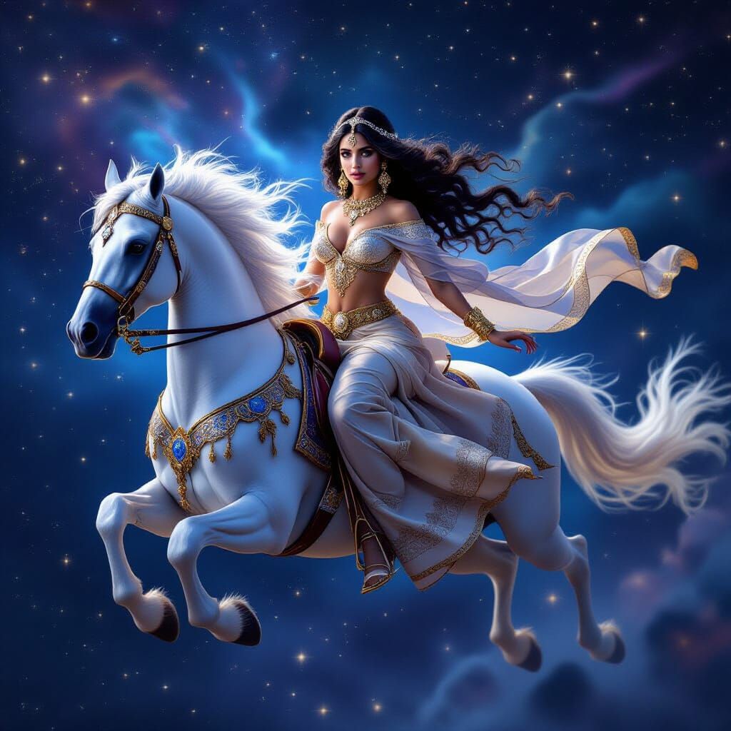 Scheherazade Rides a Starlight Horse Through Cosmic Arabian ...