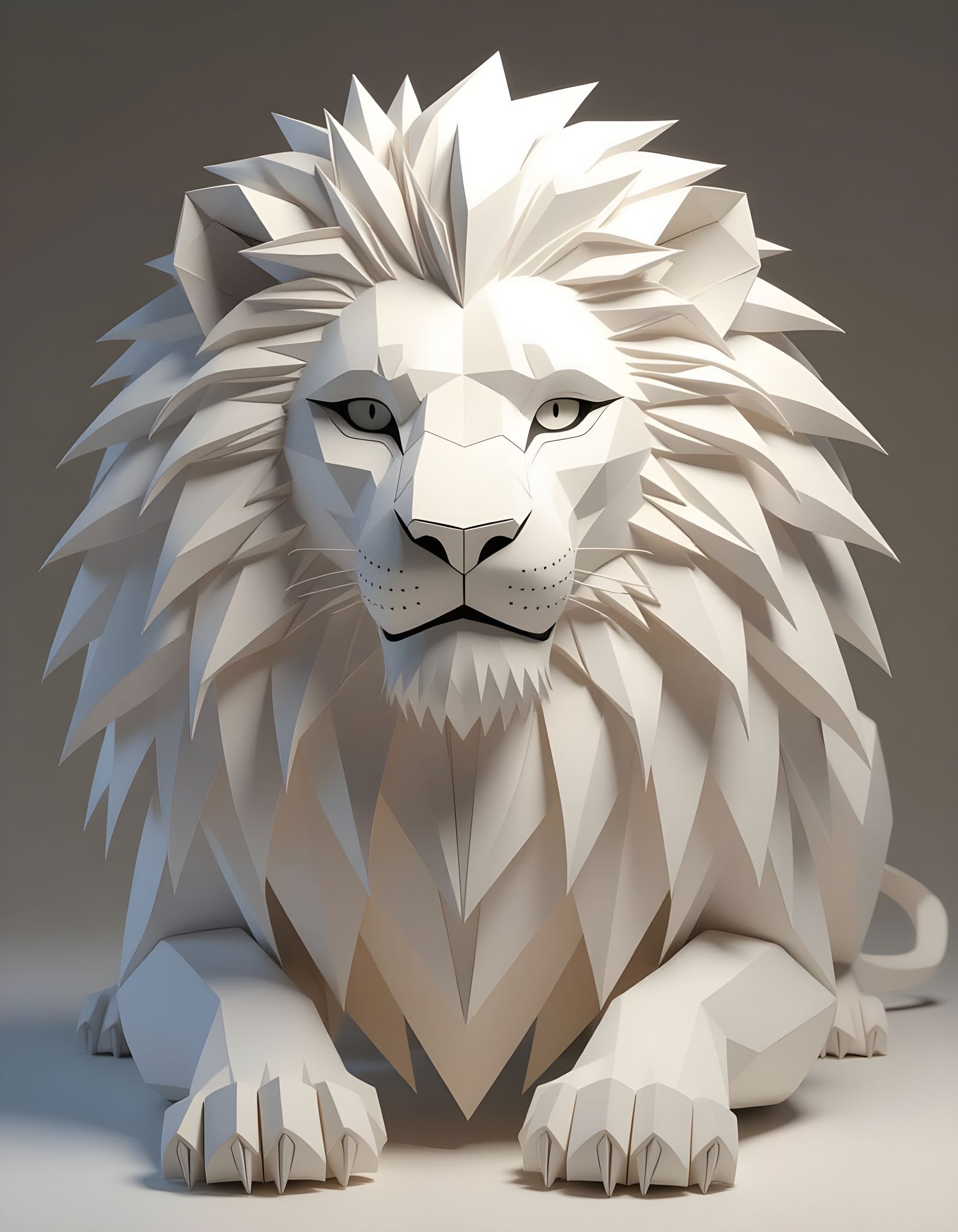 Ultra Realistic Paper Lion Illustration in High Resolution