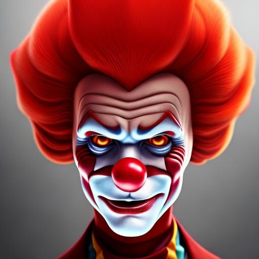 Cartoon Clown Boy Portrait in Retro Style