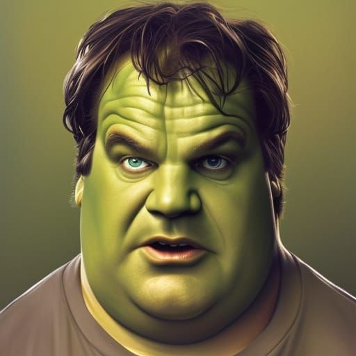 Humorous Hulk Portrait in Hyperdetailed Digital Art