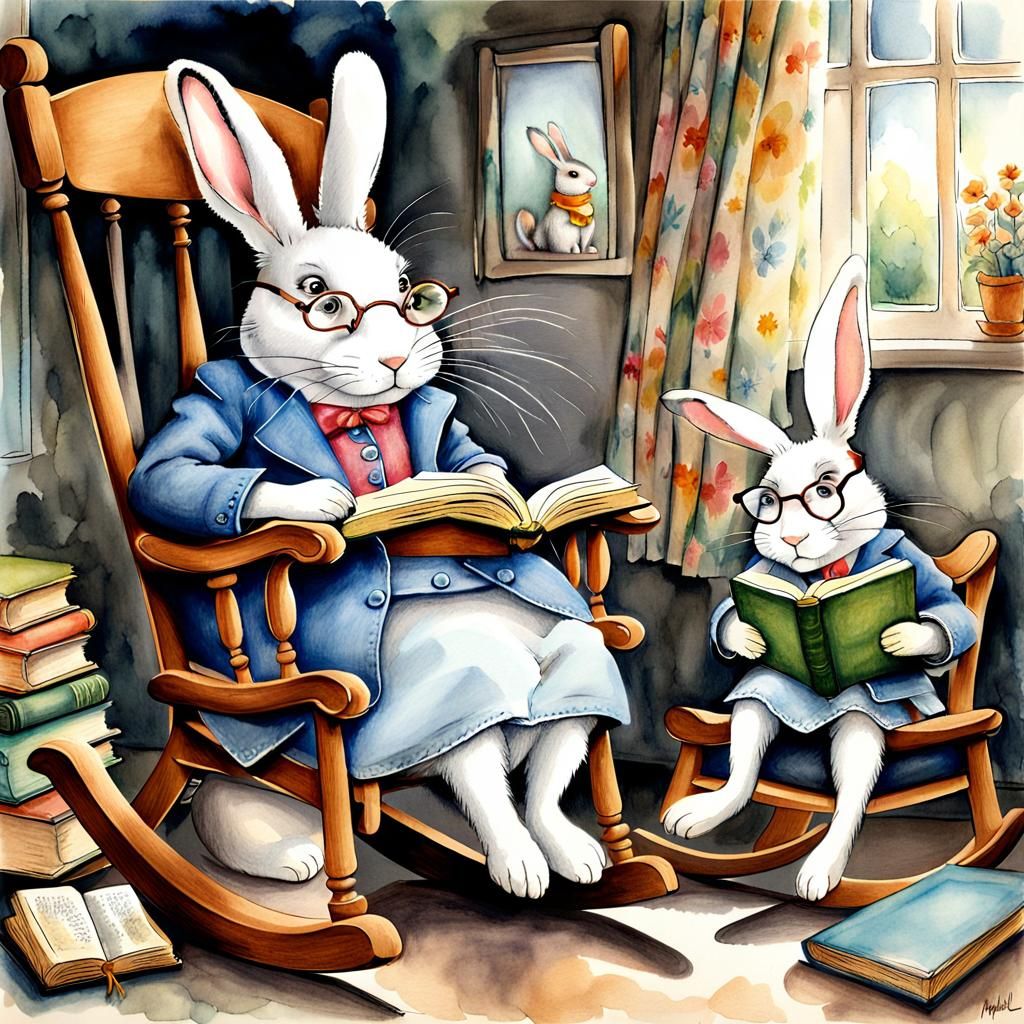 Grandmother Rabbit Reads a Story: Classic Illustration