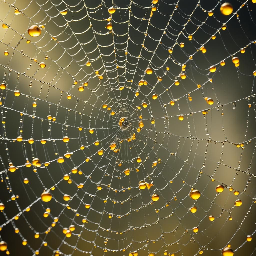 Spider Web with Mirrored Computer Screen: Macro Shot