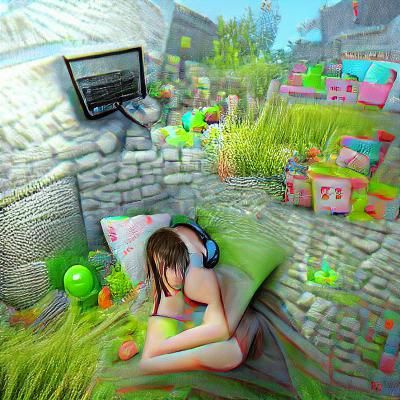 Cute Gamer Girl in Hyperrealism 3D