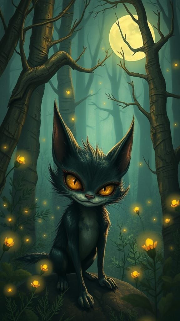 Whimsical Forest Creature in Gothic Victorian Style