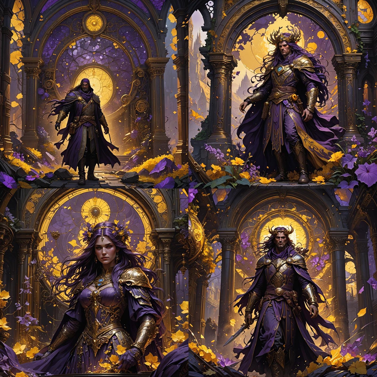 Dark Fantasy Concept Art in Purple and Yellow