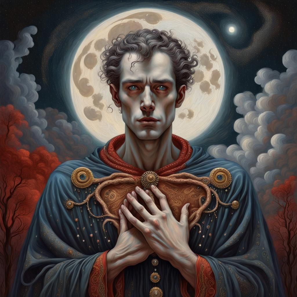 Gothic Ghost Under the Stars in Hyperrealistic Style