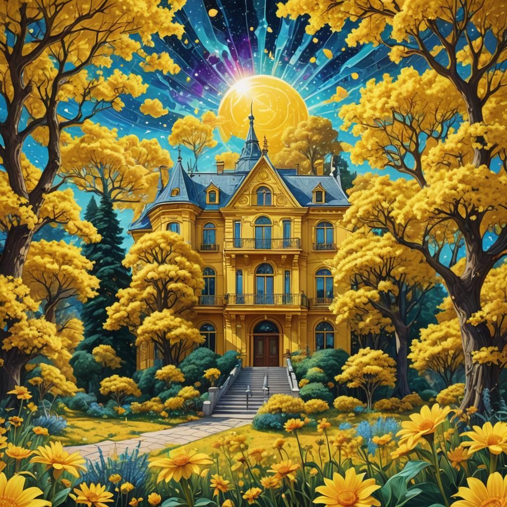 Yellow Mansion Under the Sun in Astral Illustration