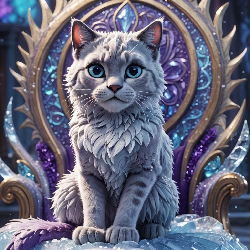 Elsa as Regal Cat on Ice Throne, Pixar Concept Art