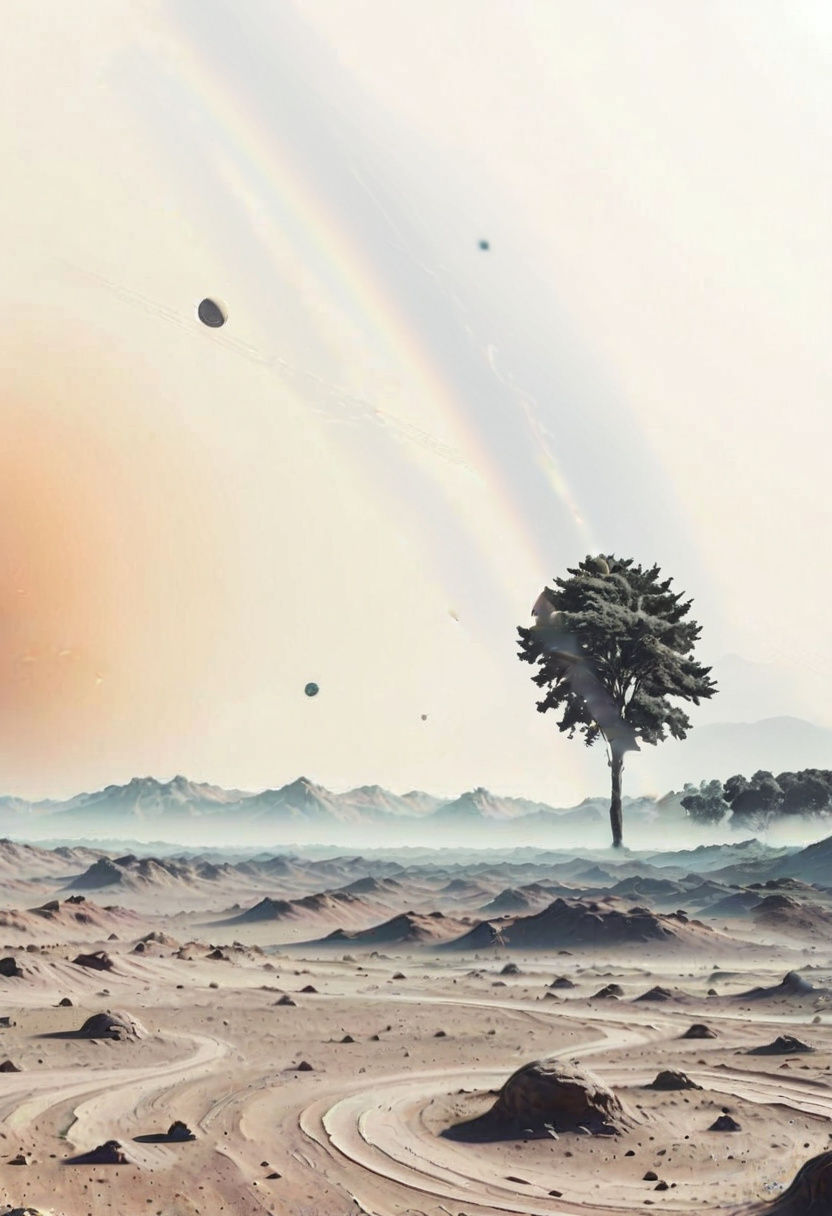 Saturn Landscape with Rings as Digital Art