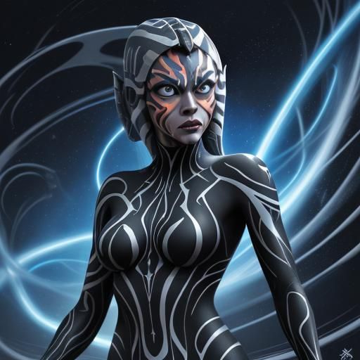 Ahsoka and Venom Symbiote Fusion: Cosmic Illustration