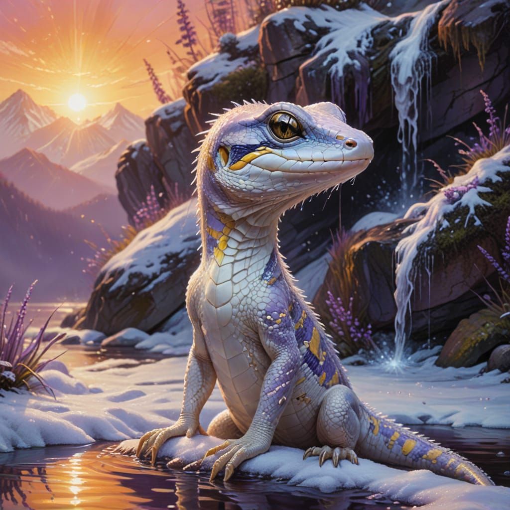 Frost White Creature Portrait: Oil Painting