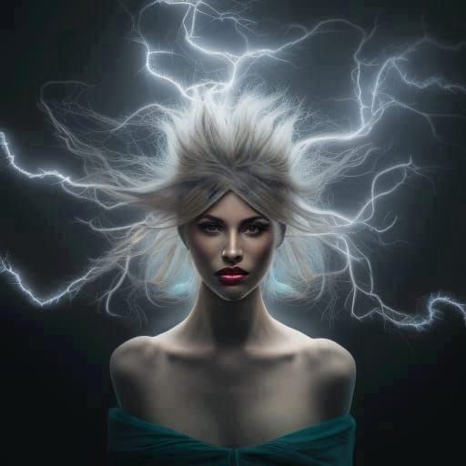 White Hair Portrait in Photorealistic Digital Art