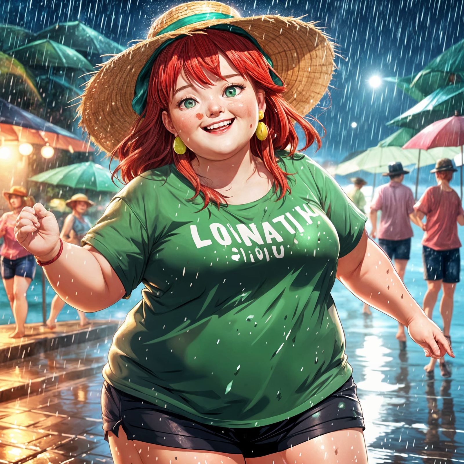 Joyful Beachside Beauty in Modern Anime Style