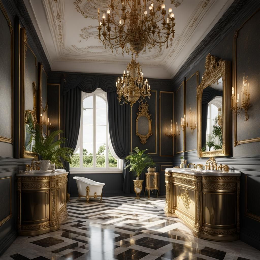 Luxurious Louis XVI Bathroom with Marble Floor