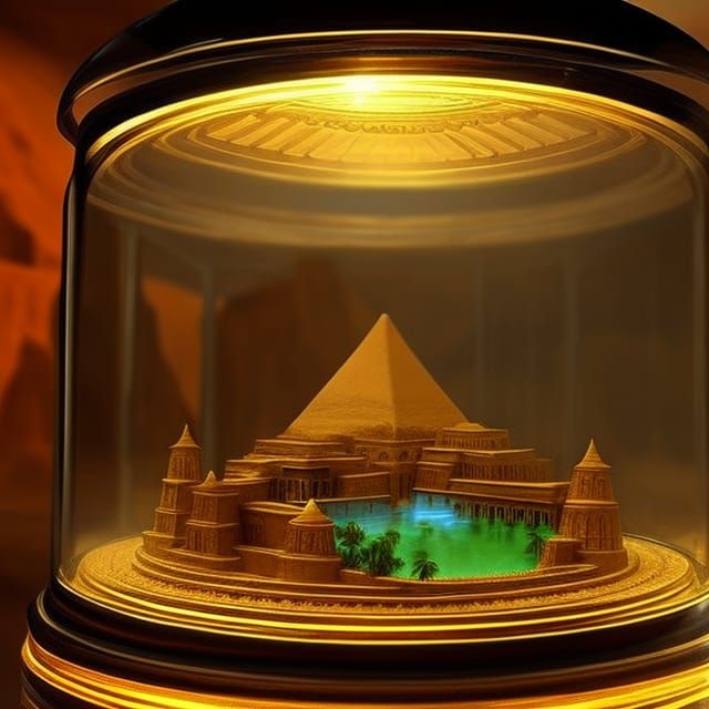 Ancient Egypt Diorama in Glass Cloche