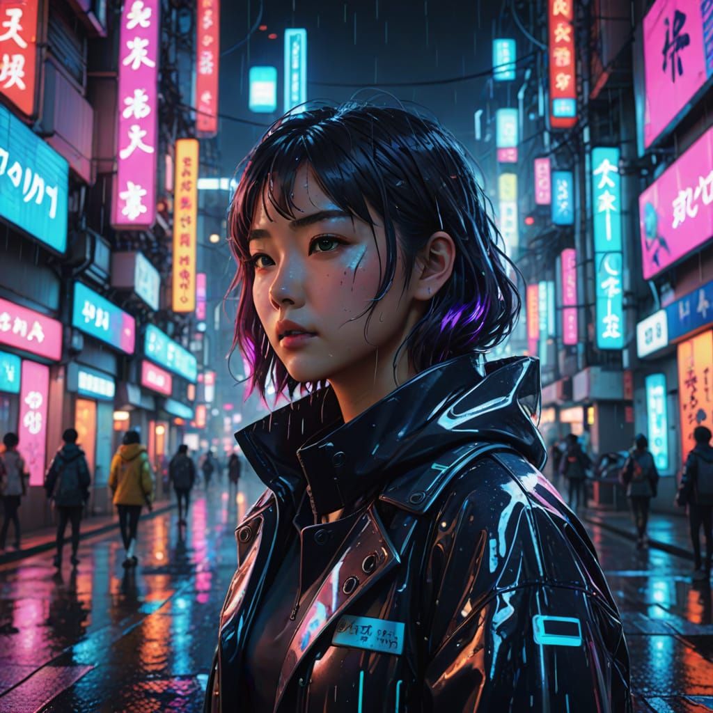 Futuristic City Pop in Anime Style, 3D Render