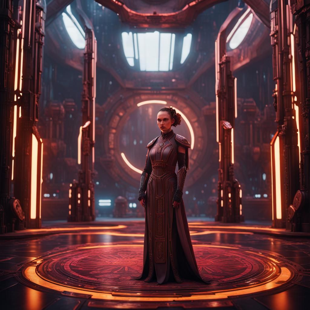 Cyberpunk Padmé Amidala: Detailed Matte Painting
