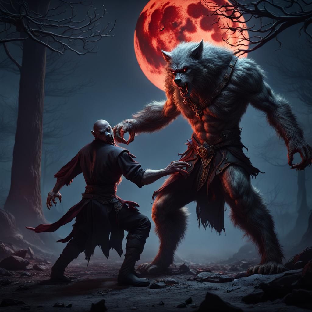 Werewolf vs Vampire: Detailed Matte Painting