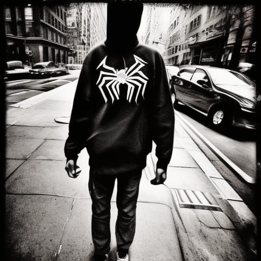 Man in Spider-Man Sweatshirt, Street Photography