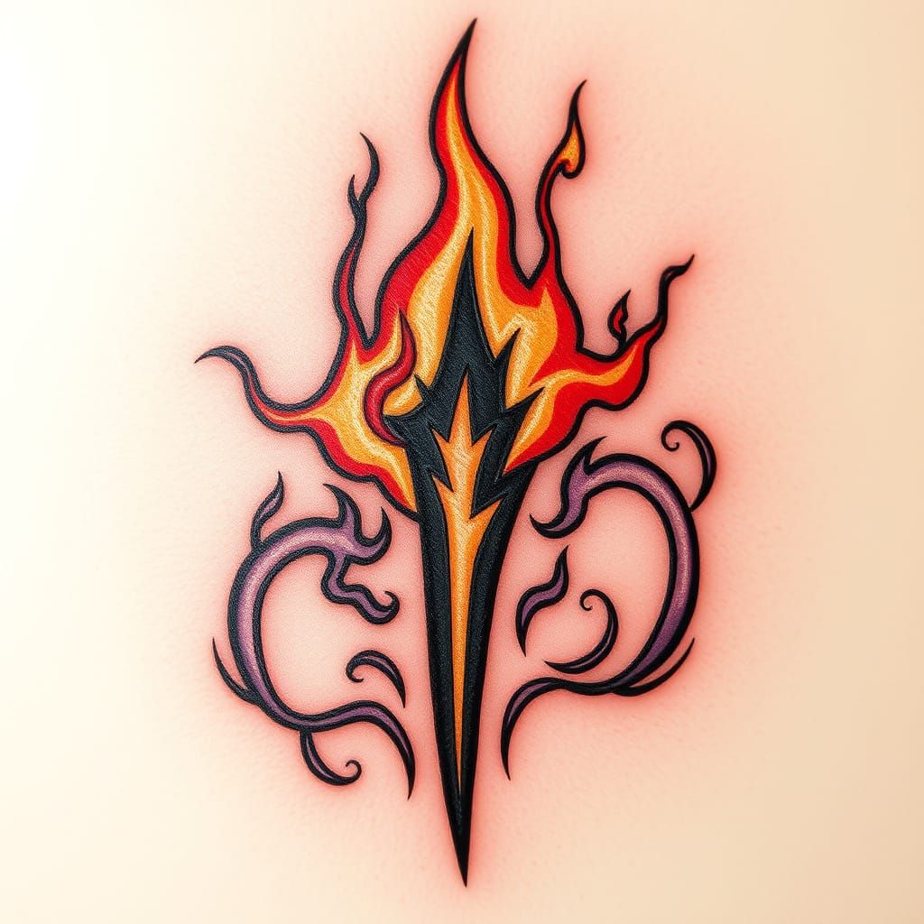Fire Bolt Spell Tattoo Design