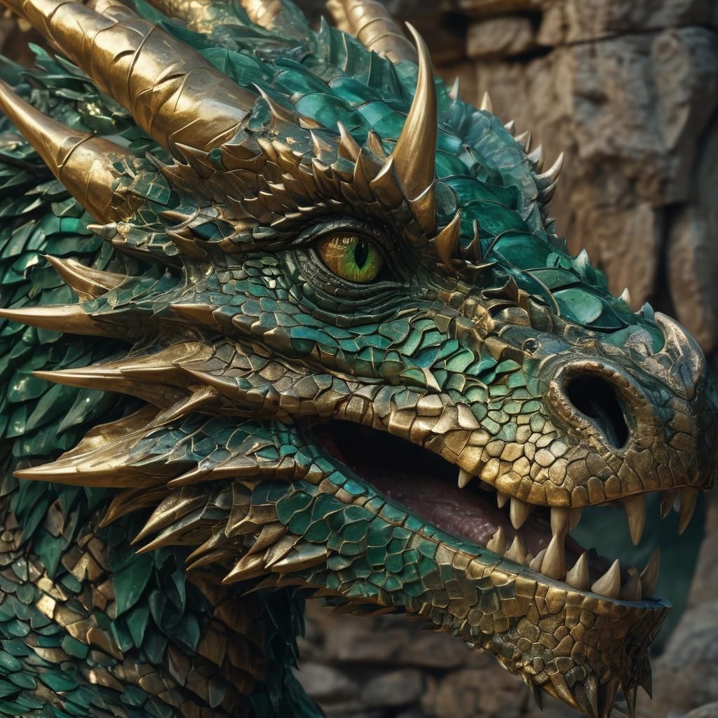 Majestic Dragon Emerges from Shadowy Cavern