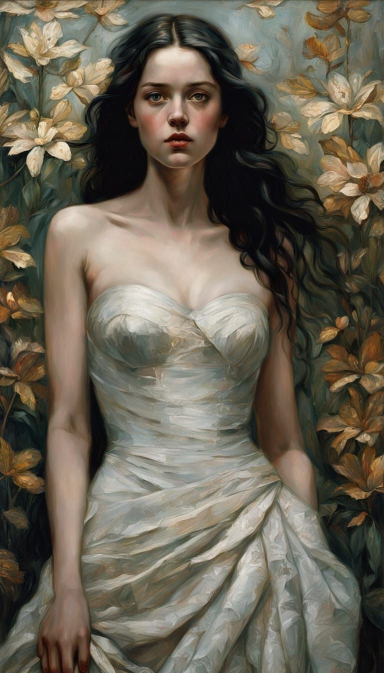 Beautiful woman age 22 posing dramatically, hyper-detailed o...