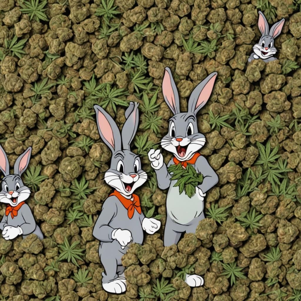 Bugs Bunny Surrounded by Weed Nugs