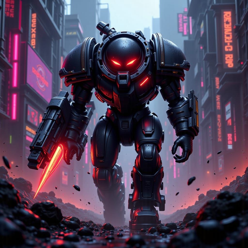 Armored Roomba with Energy Shield on Futuristic Battlefield