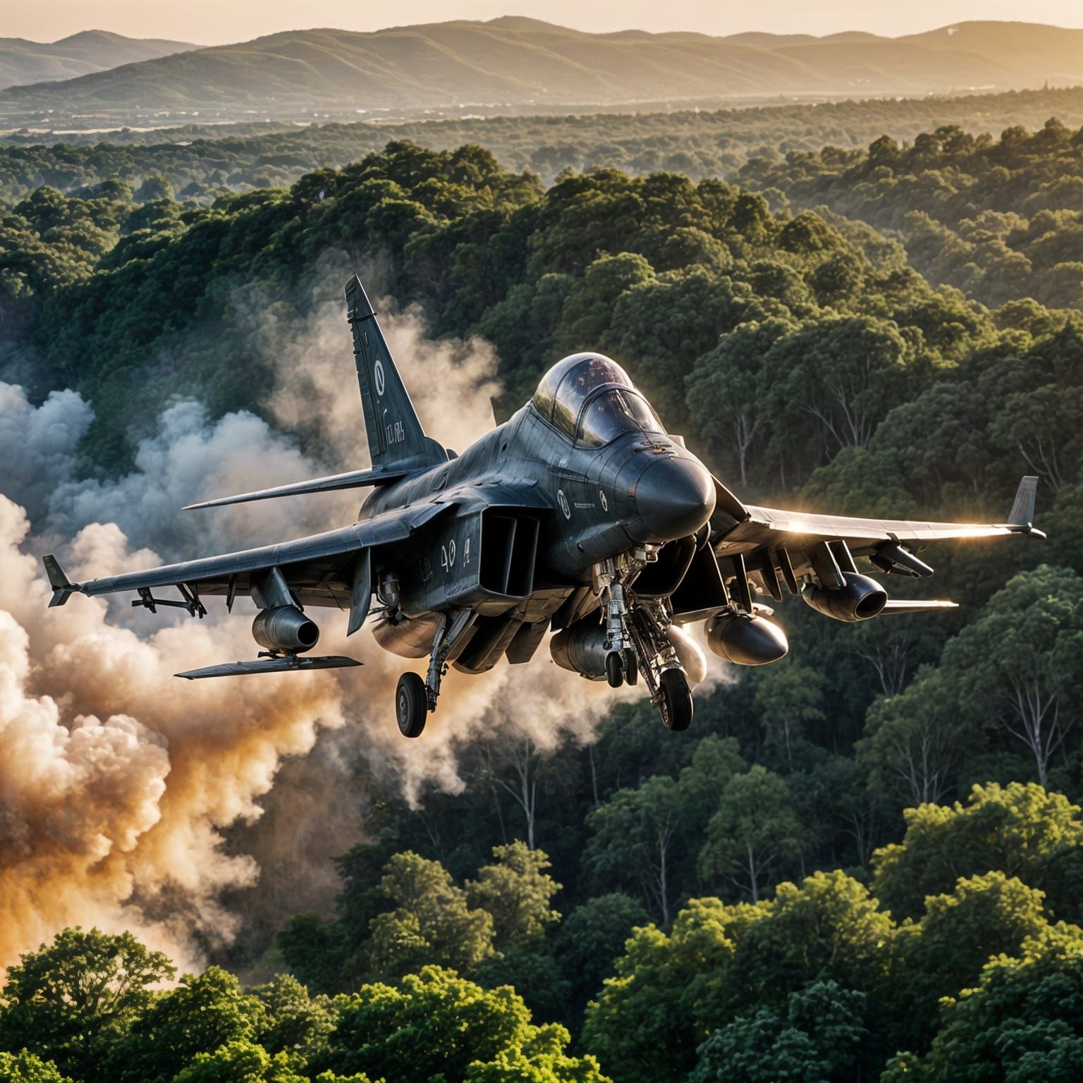 Military Jet Soars Above Treetops in High-Speed Pass