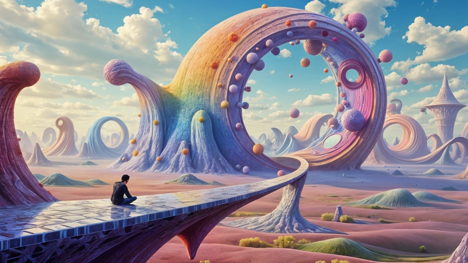 Surreal Futuristic Torus Space Station in Escher-Inspired St...