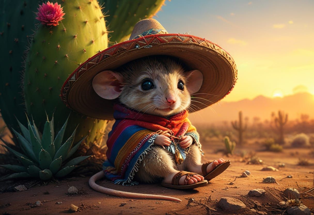 Mouse Fey Siesta at Sunset, Fine Art