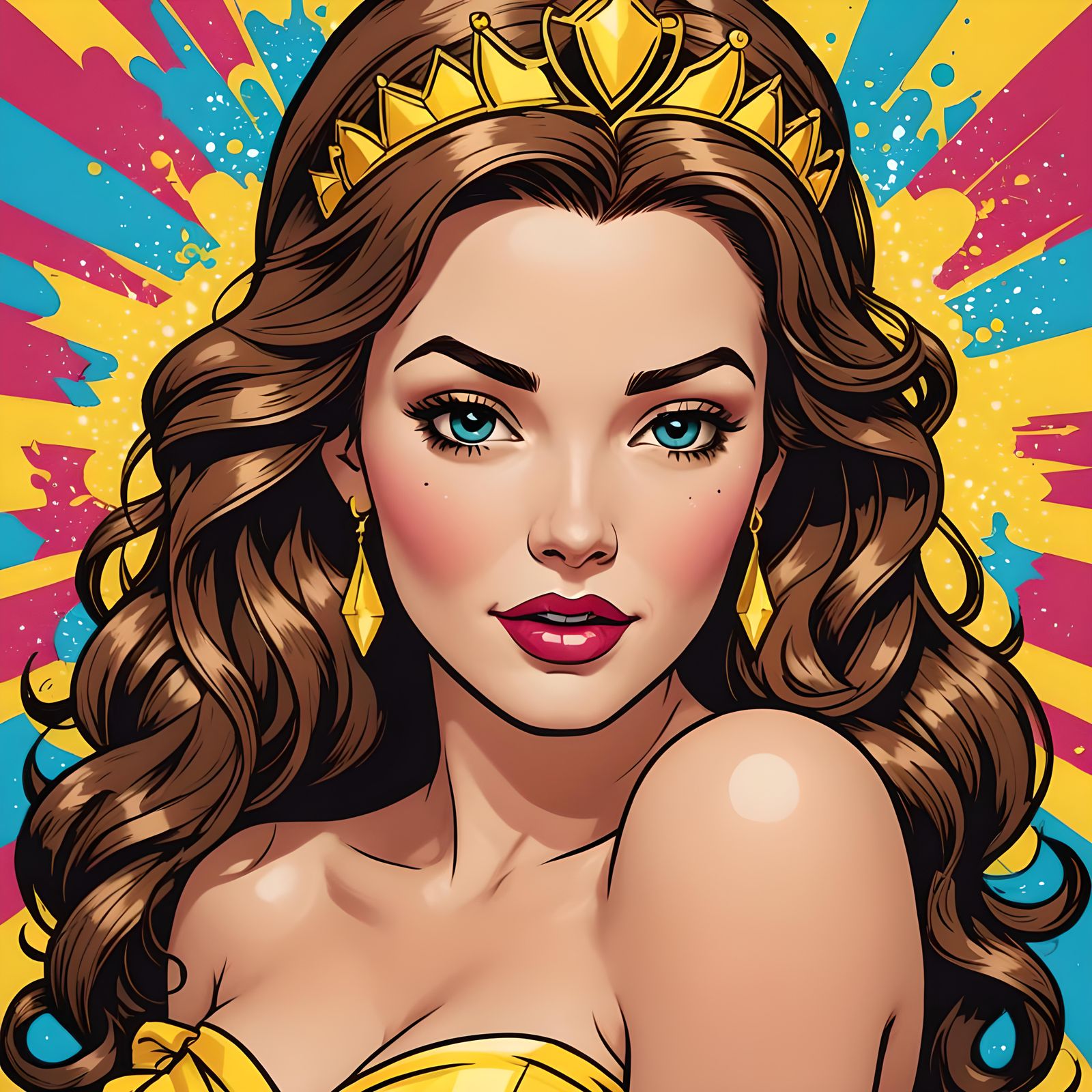 Princess Belle Winking in Pop Art Style